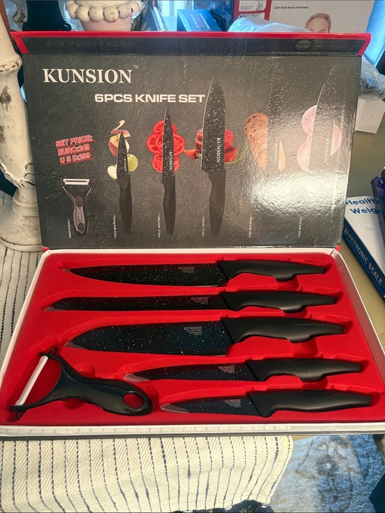 KUNSION Other - Kunsion 6-Piece Black Speckled Knife Set with Peeler